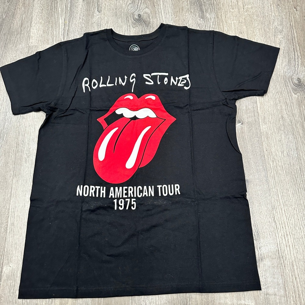 Rolling Stones North American Tour 1975 Black Graphic T Shirt Men's Large - Picture 2 of 9